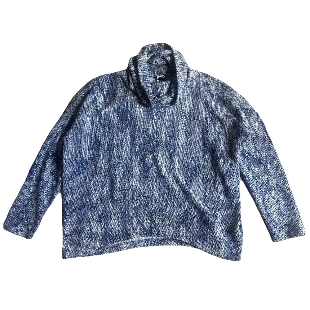 Clara Sun Woo Women's Medium Snake Print Cowl Neck Sweater Boxy Pullover